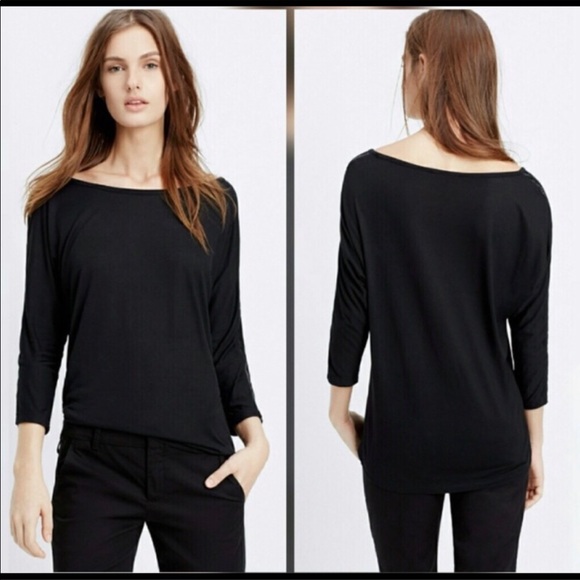Vince Tops - Vince Perferated Sleeve Inset Tee Top Small